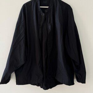 Muji Oversized Black Cotton Jacket - Minimalist Unisex Streetwear, Size S-M